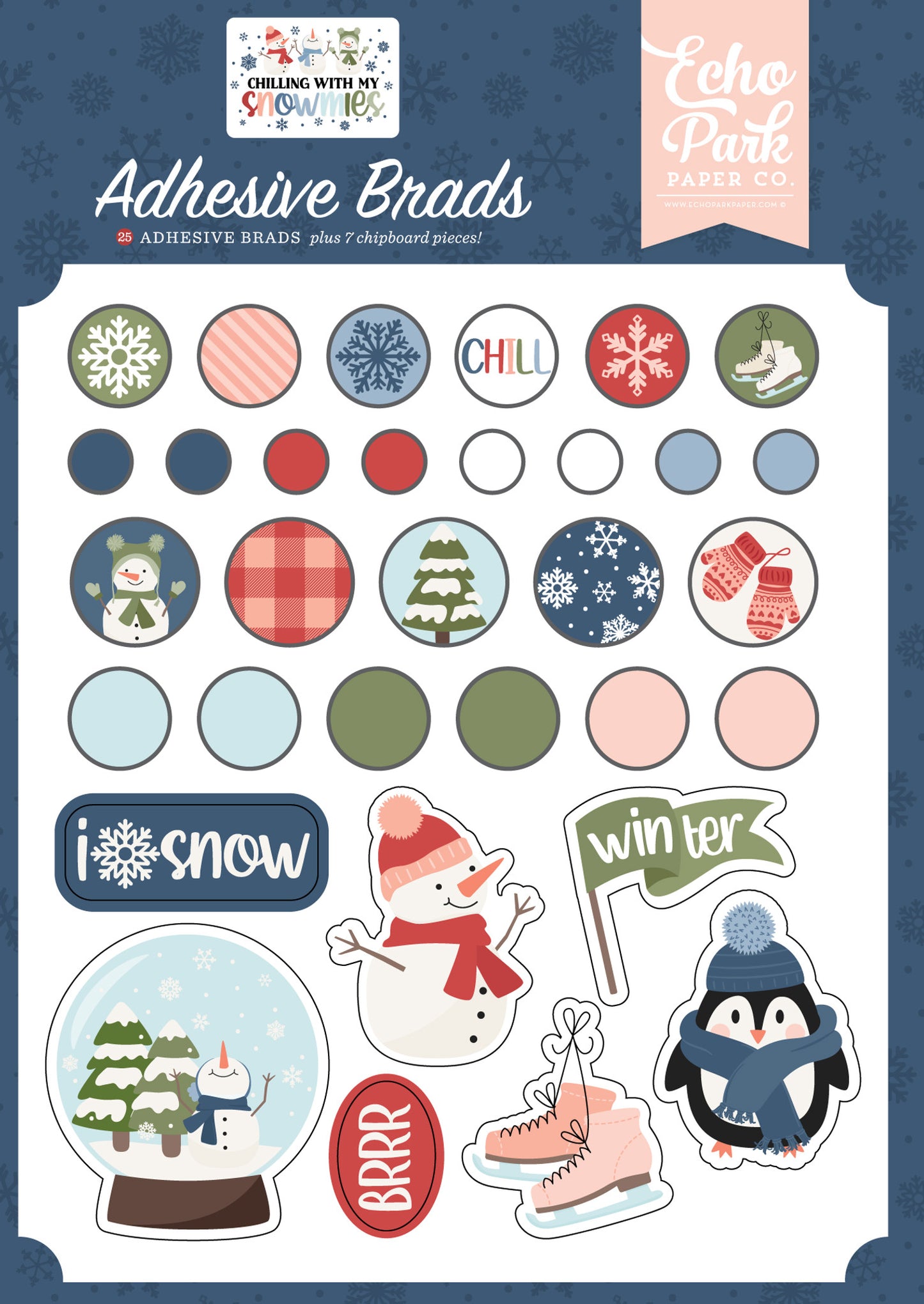 Chilling with my Snowmies . Adhesive Brads