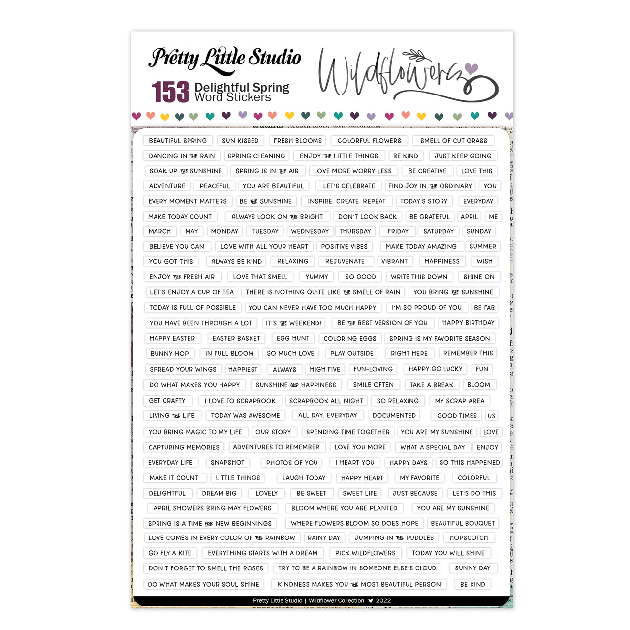 Wildflowers. Delightful Spring Word Stickers