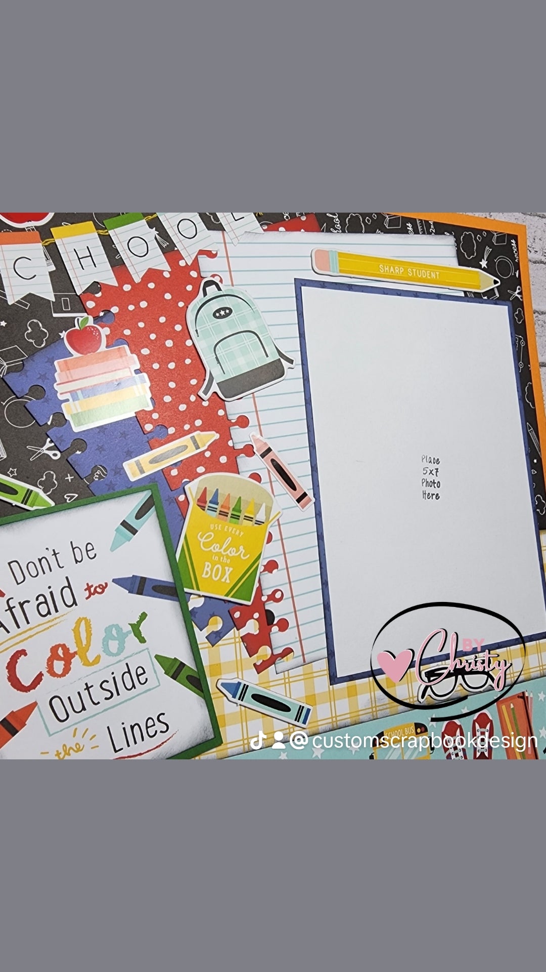 Custom . Color Outside the Lines Single Page 12 x 12 Scrapbook Layout