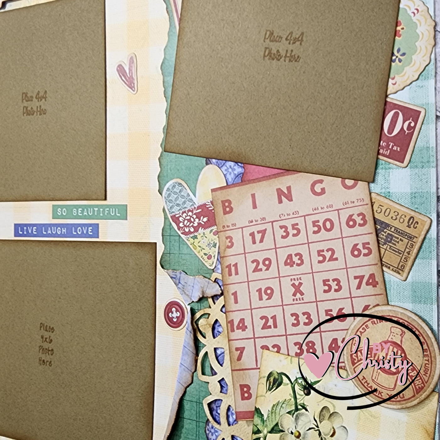 Custom . Bingo 2 Page 12x12 Scrapbook Layout