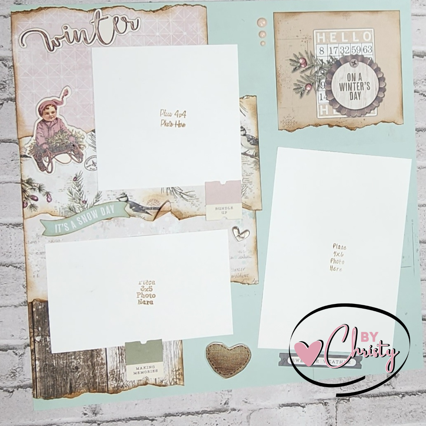 Custom .Winter 2 Page 12x12 Scrapbook Layout