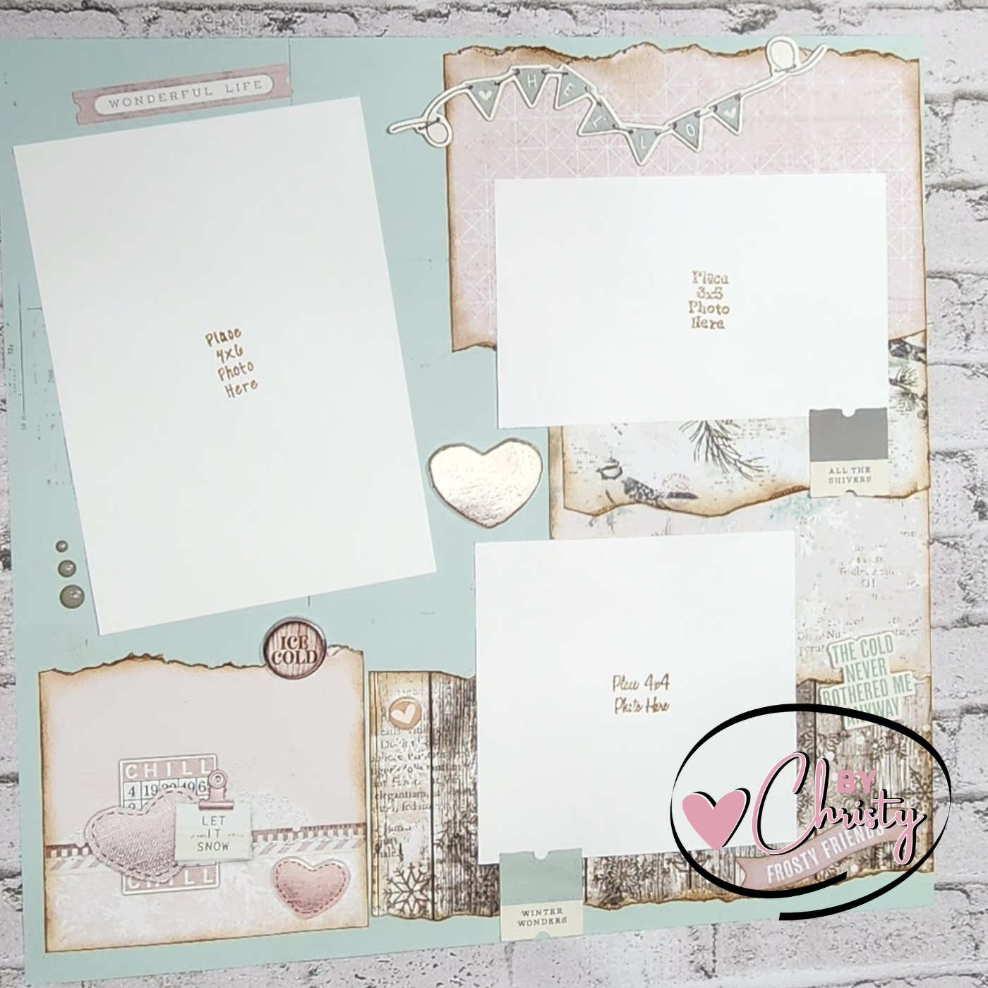 Custom .Winter 2 Page 12x12 Scrapbook Layout