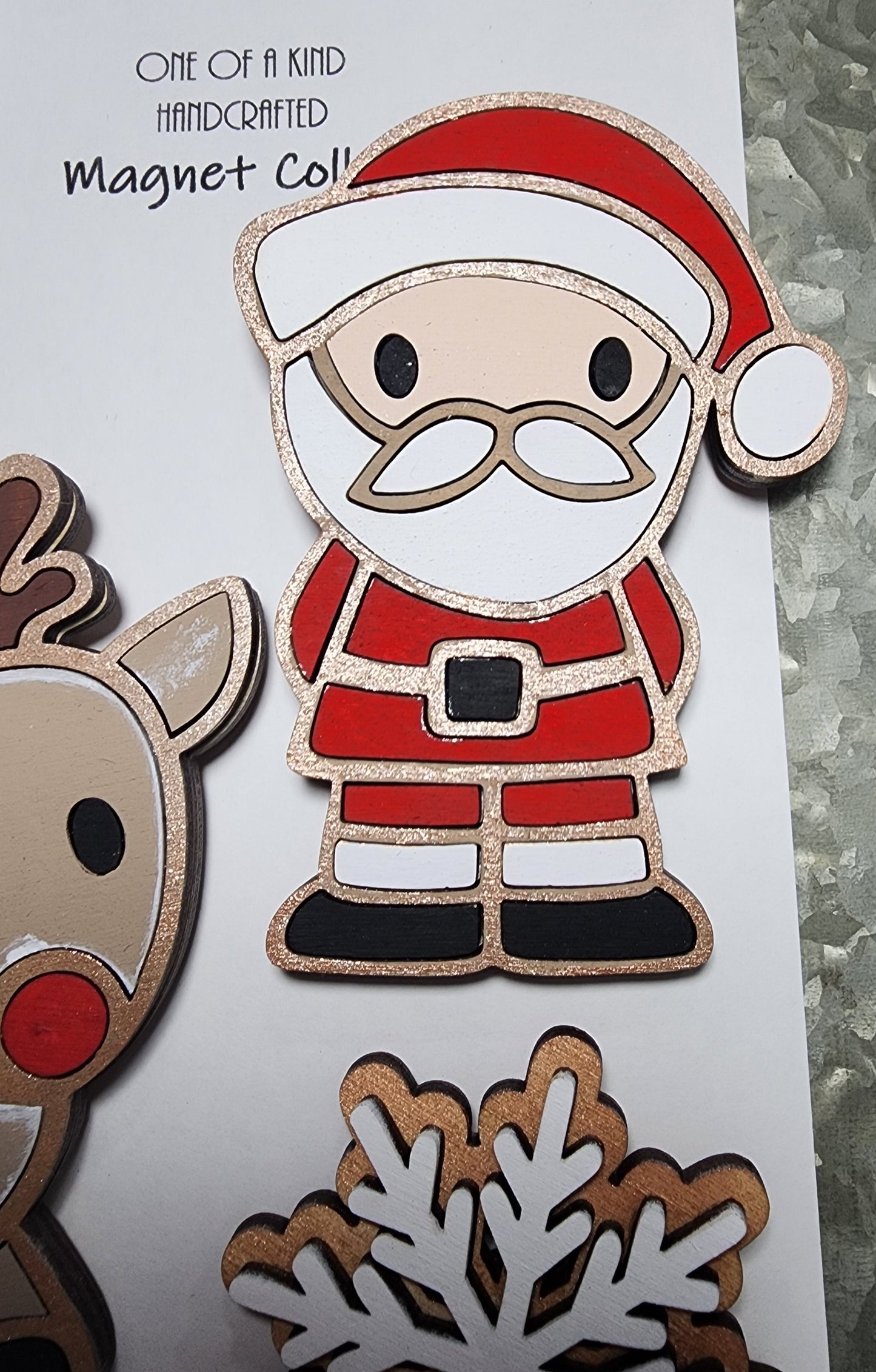 Rudolph & Santa . Magnet Set