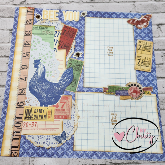 Custom . Rooster Single Page 12x12 Scrapbook Layout
