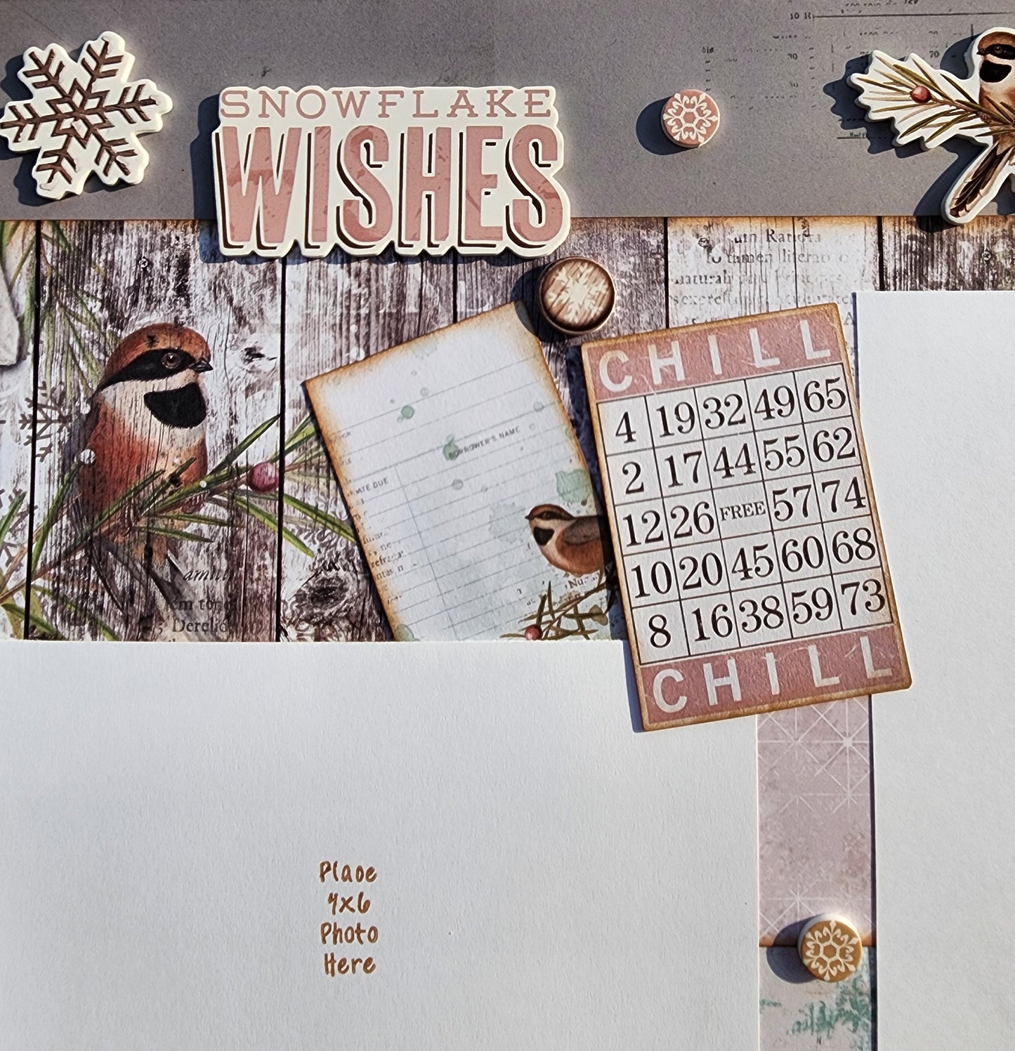 Custom . Snowflake Wishes 2 Page 12x12 Scrapbook Layout