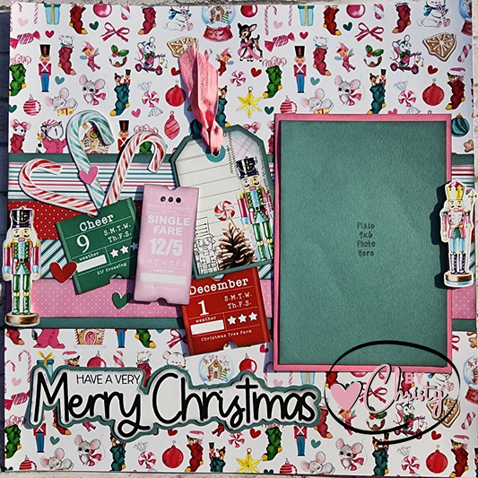 Custom . Merry Christmas Single Page 12 x 12 Scrapbook Layout