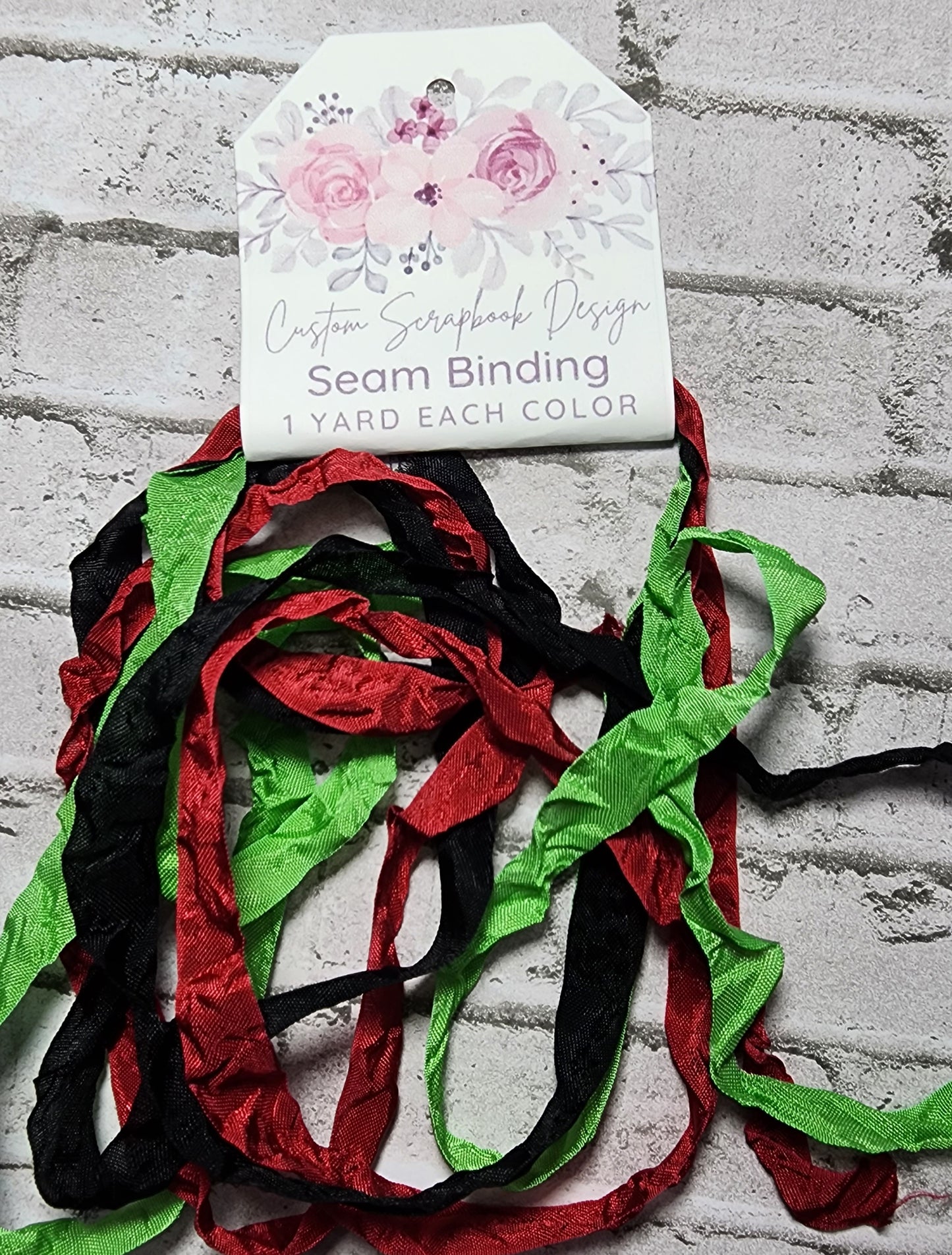 Seam Binding . Crinkled Christmas Set