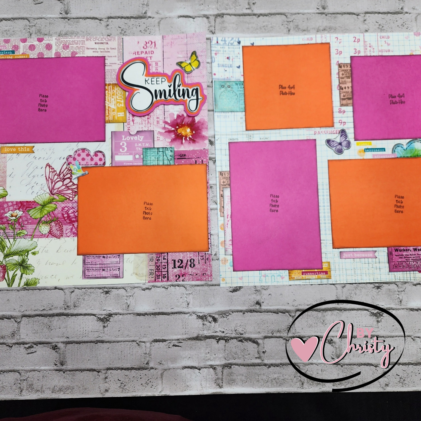 Custom . Keep Smiling 2 Page 12x12 Scrapbook Layout