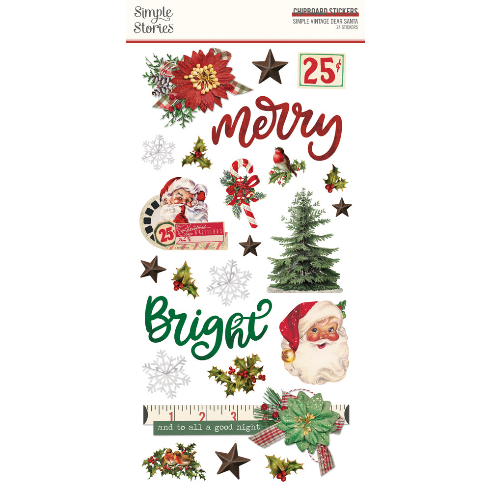 Simple Vintage Dear Santa . Chipboard Stickers