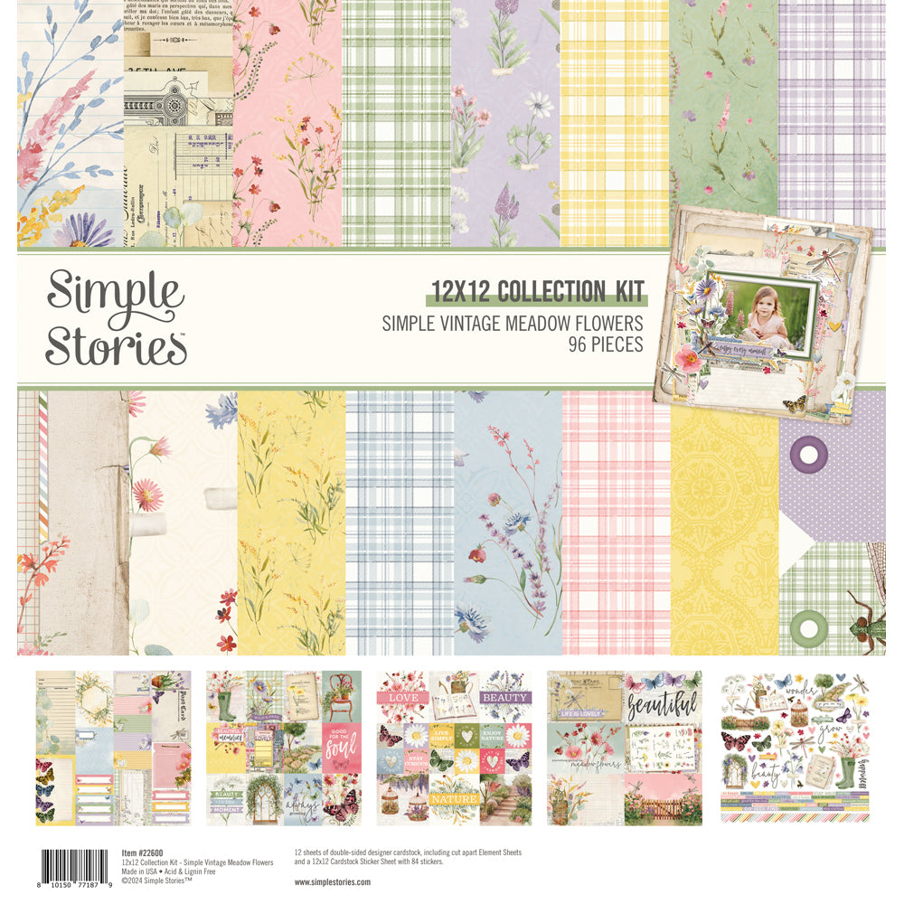 Simple Vintage Meadow Flowers . Collection Kit