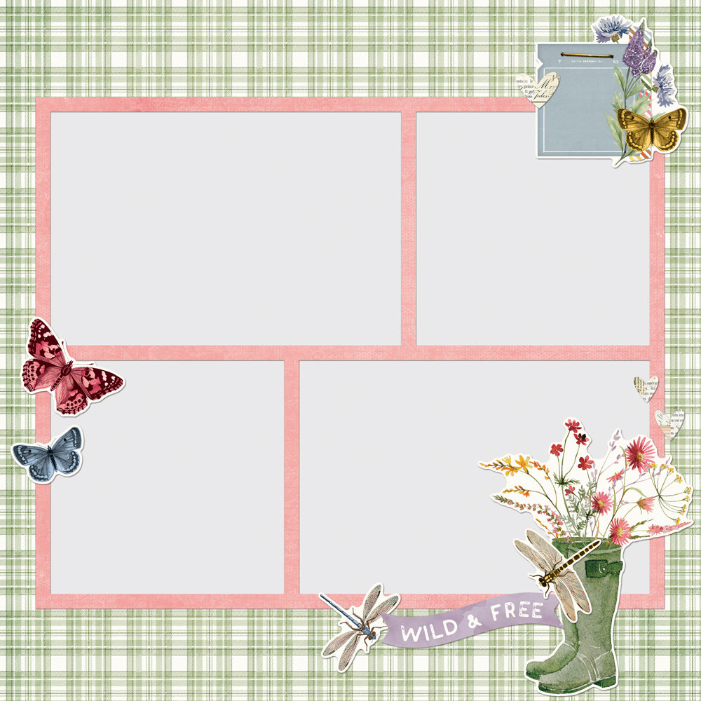Simple Vintage Meadow Flowers . Page Pieces