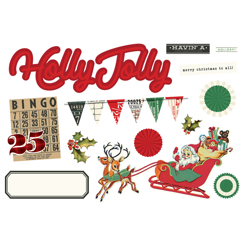 Simple Vintage Holly Jolly . Page Pieces