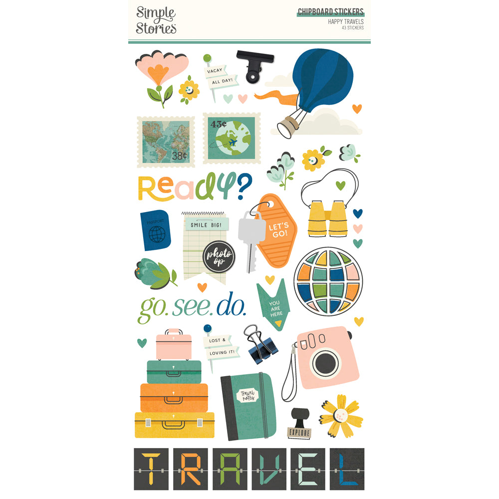 Happy Travels . Chipboard Stickers