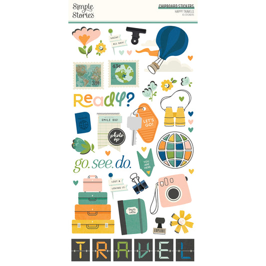Happy Travels . Chipboard Stickers