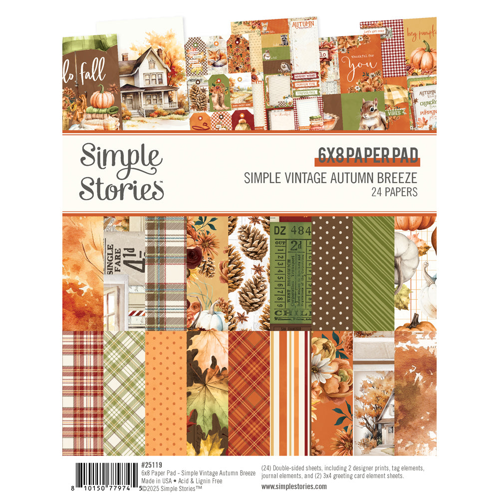 Simple Vintage Autumn Breeze . 6x8 Paper Pad