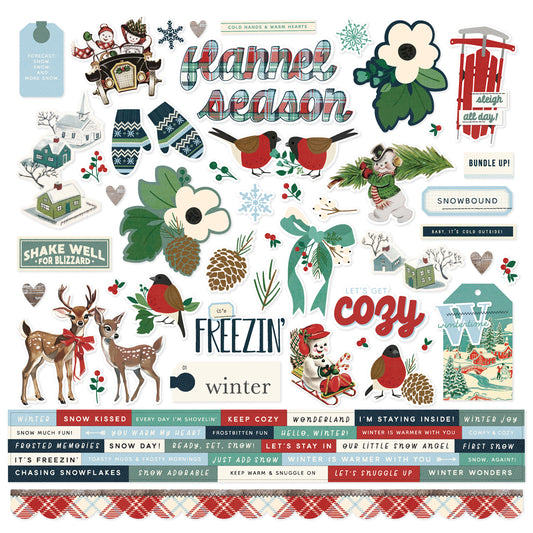 Simple Vintage Flannel Season . Cardstock Stickers
