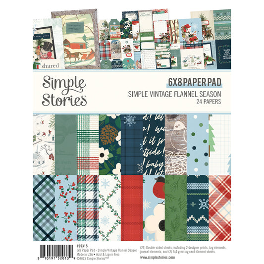 Simple Vintage Flannel Season . 6x8 Paper Pad