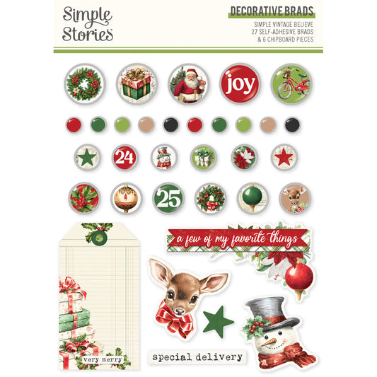 Pre-Order Simple Vintage Believe . Decorative Brads