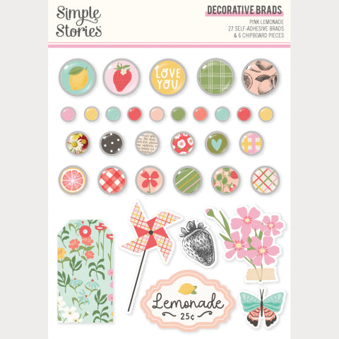 Pink Lemonade . Decorative Brads