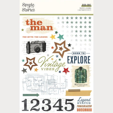 Rustic Legend . Rub Ons