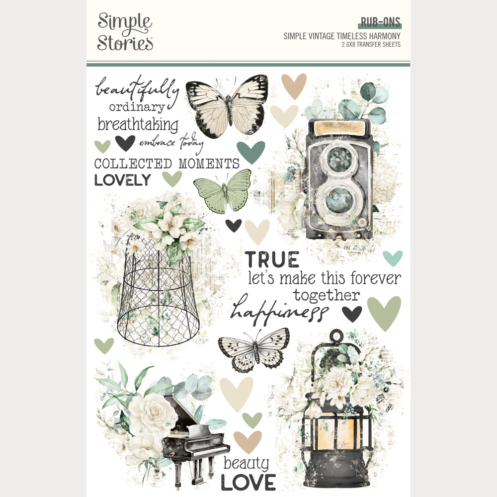 Simple Vintage Timeless Harmony . Rub Ons