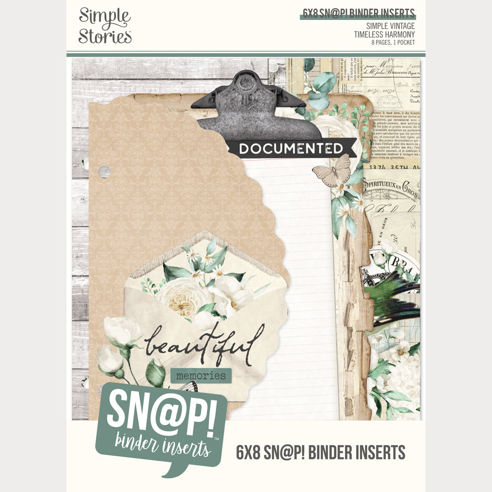Simple Vintage Timeless Harmony . Sn@p Binder Inserts 6x8