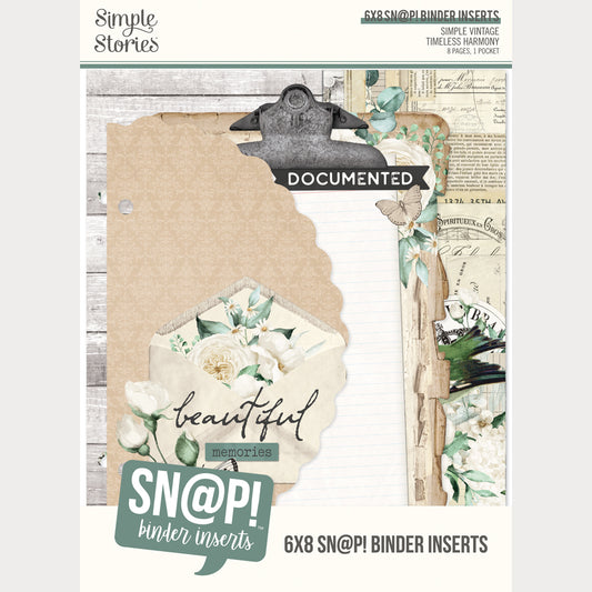 Simple Vintage Timeless Harmony . Sn@p Binder Inserts 6x8