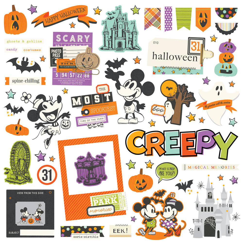 Say Cheese Classic Mouse Halloween . Chipboard Pieces