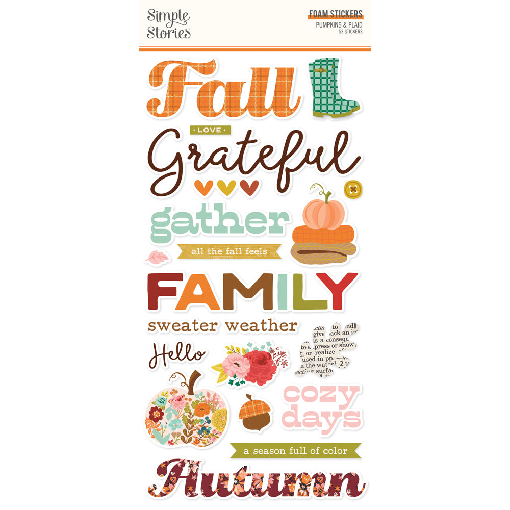 Pumpkins & Plaid . Foam Stickers
