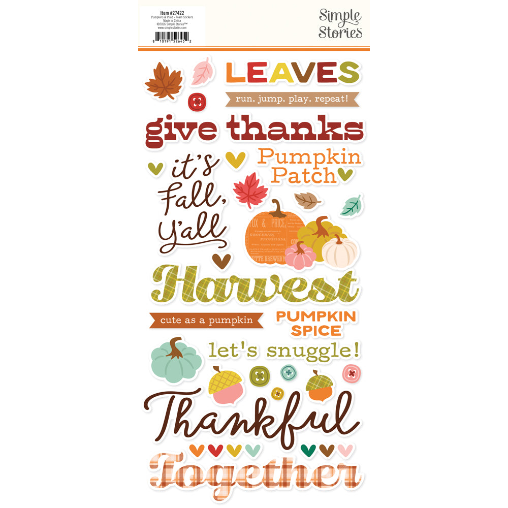 Pumpkins & Plaid . Foam Stickers