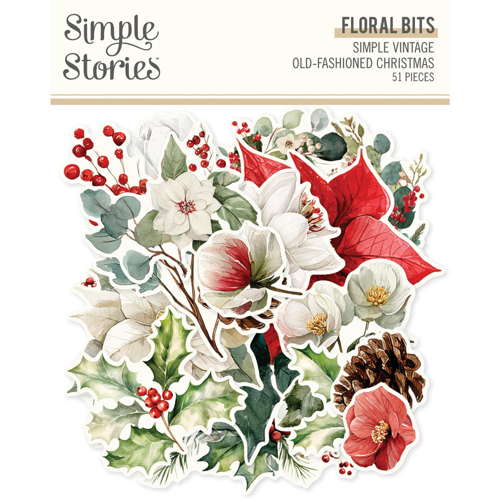 Simple Vintage Old-Fashioned Christmas . Floral Bits