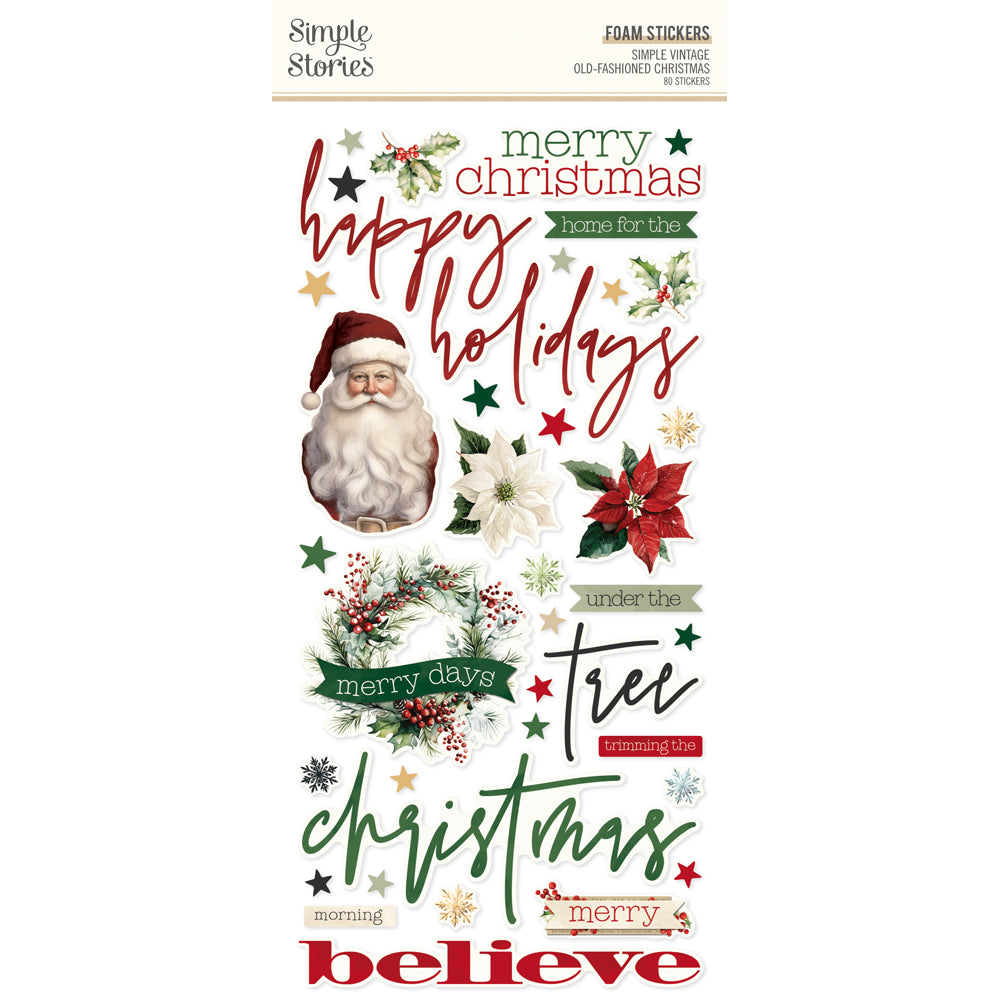 Simple Vintage Old-Fashioned Christmas . Foam Stickers
