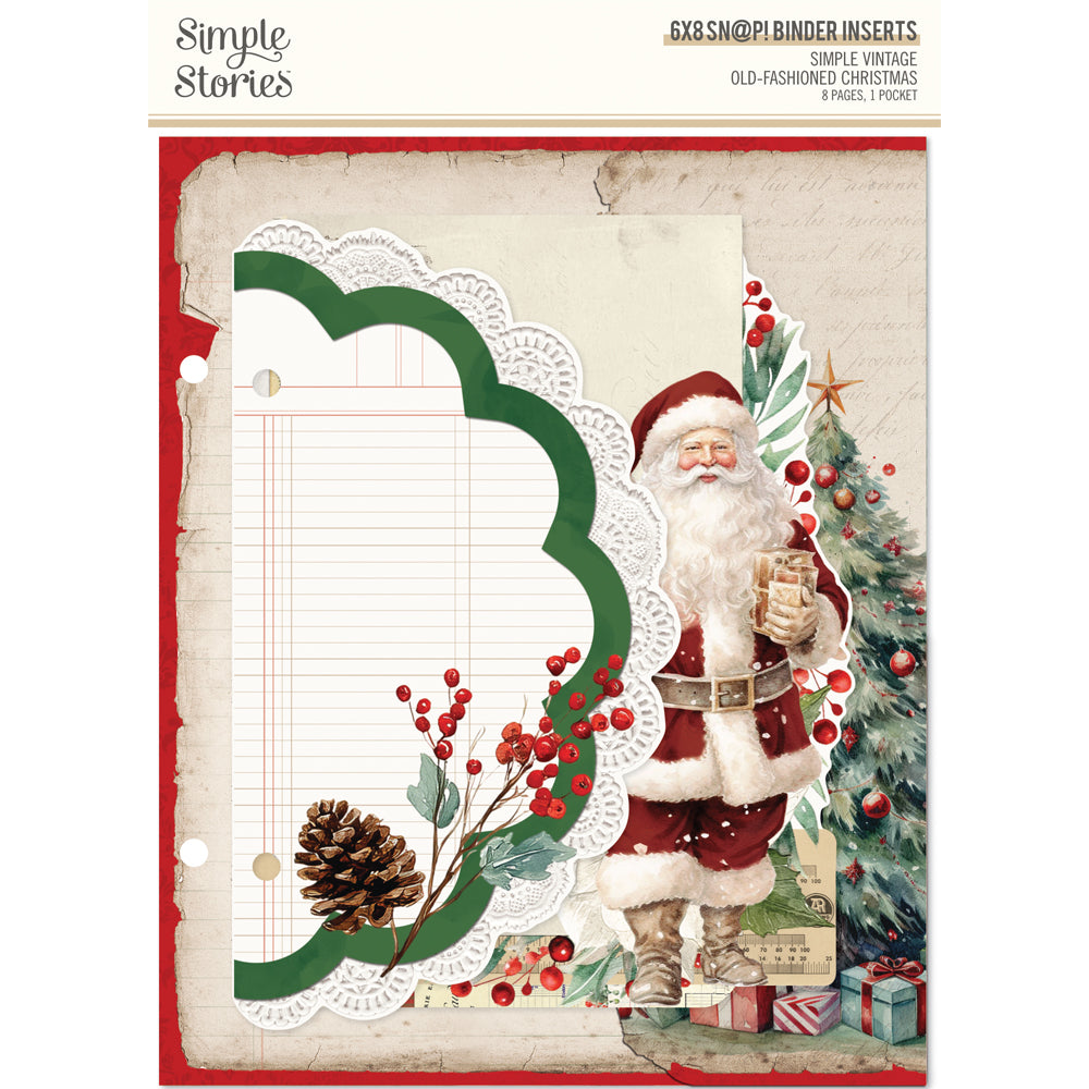Simple Vintage Old-Fashioned Christmas . Sn@p! 6x8 Binder Inserts