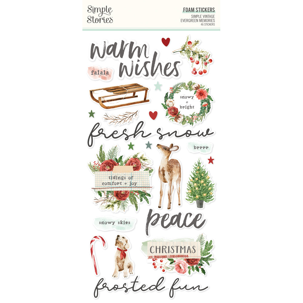 Simple Vintage Evergreen Memories . Foam Stickers