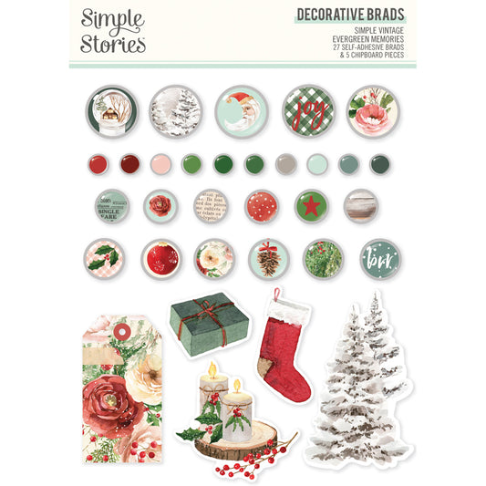 Simple Vintage Evergreen Memories . Decorative Brads