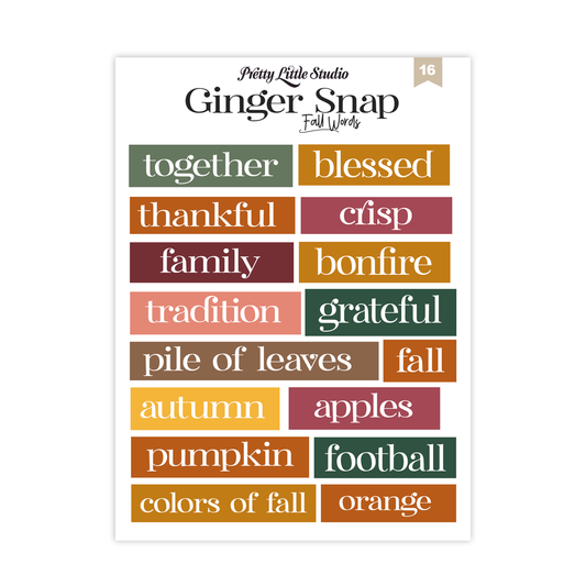 Ginger Snap . Fall Words