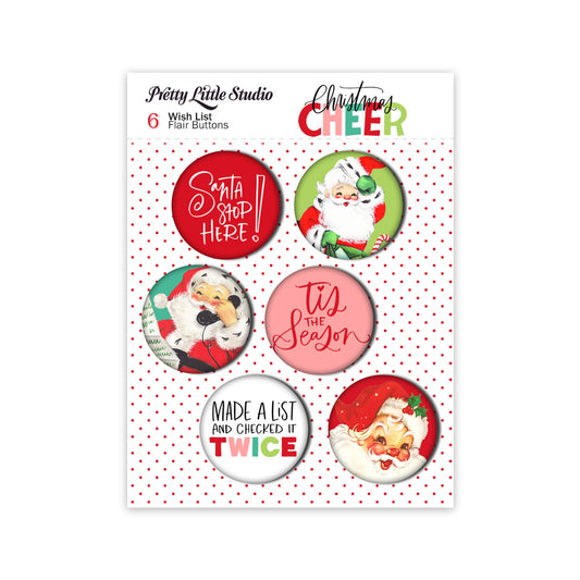 Christmas Cheer . Wish List Flair Buttons