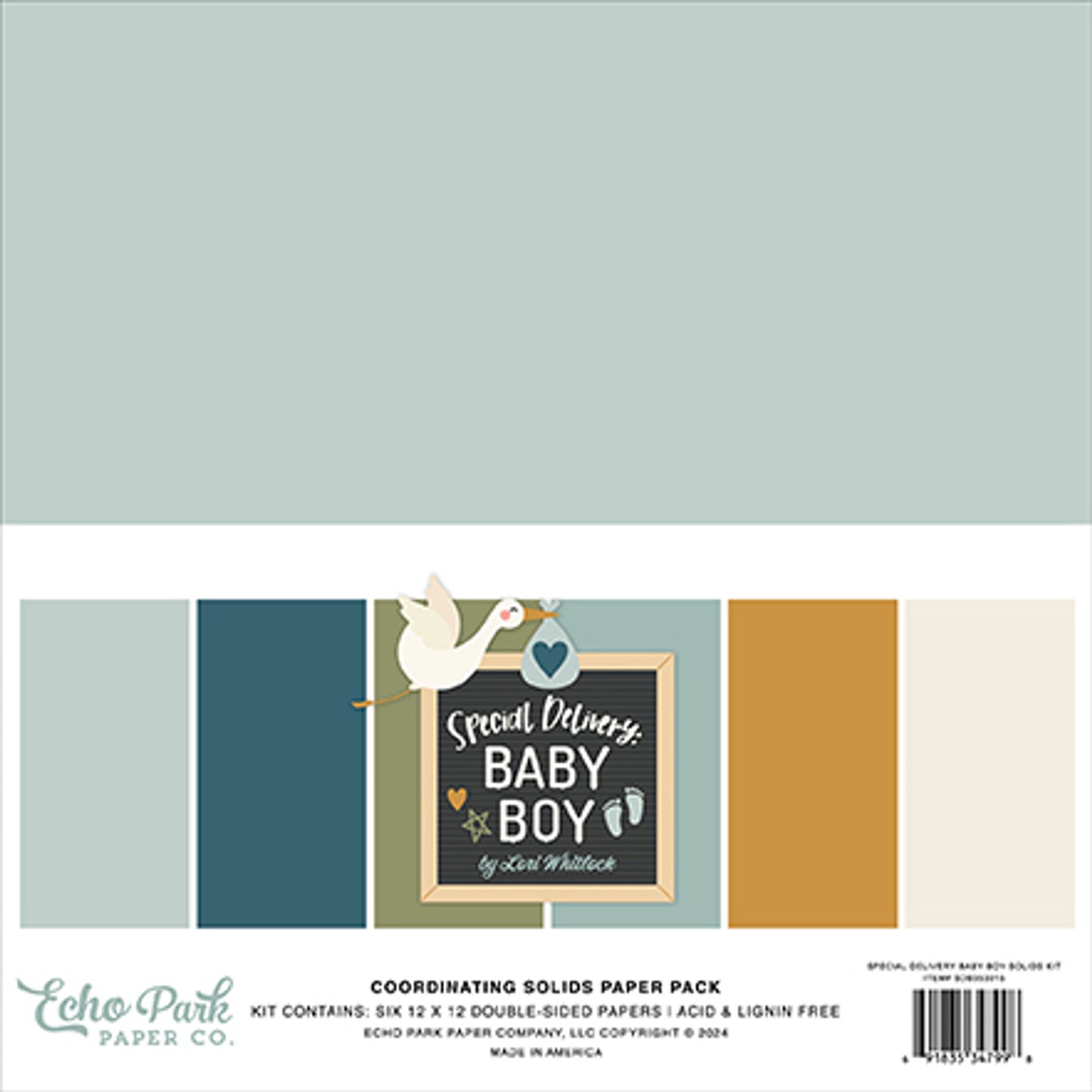Special Delivery Baby Boy . Coordinating Solids Paper Pack