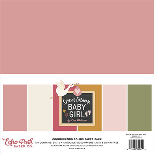 Special Delivery Baby Girl . Coordinating Solids Paper Pack