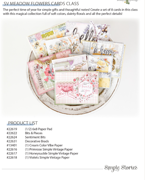 Simple Vintage Meadow Flowers . Card Class Instructions & Kit