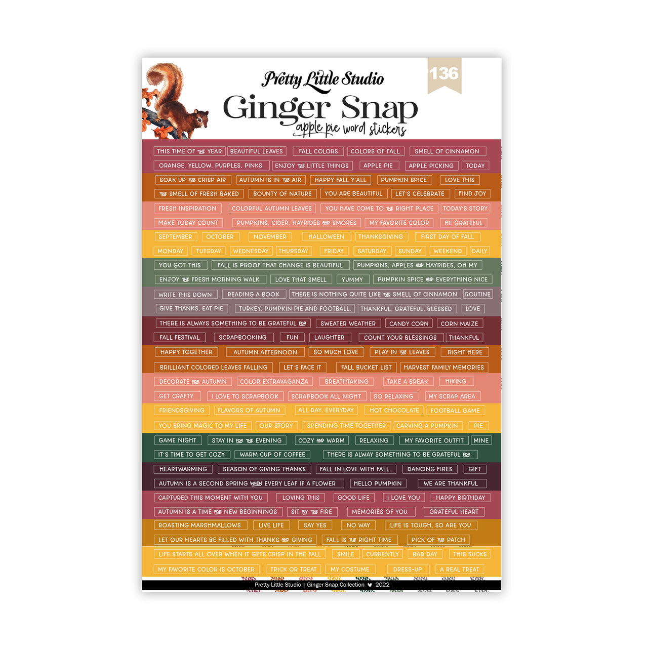 Ginger Snap . Apple Pie Word Stickers