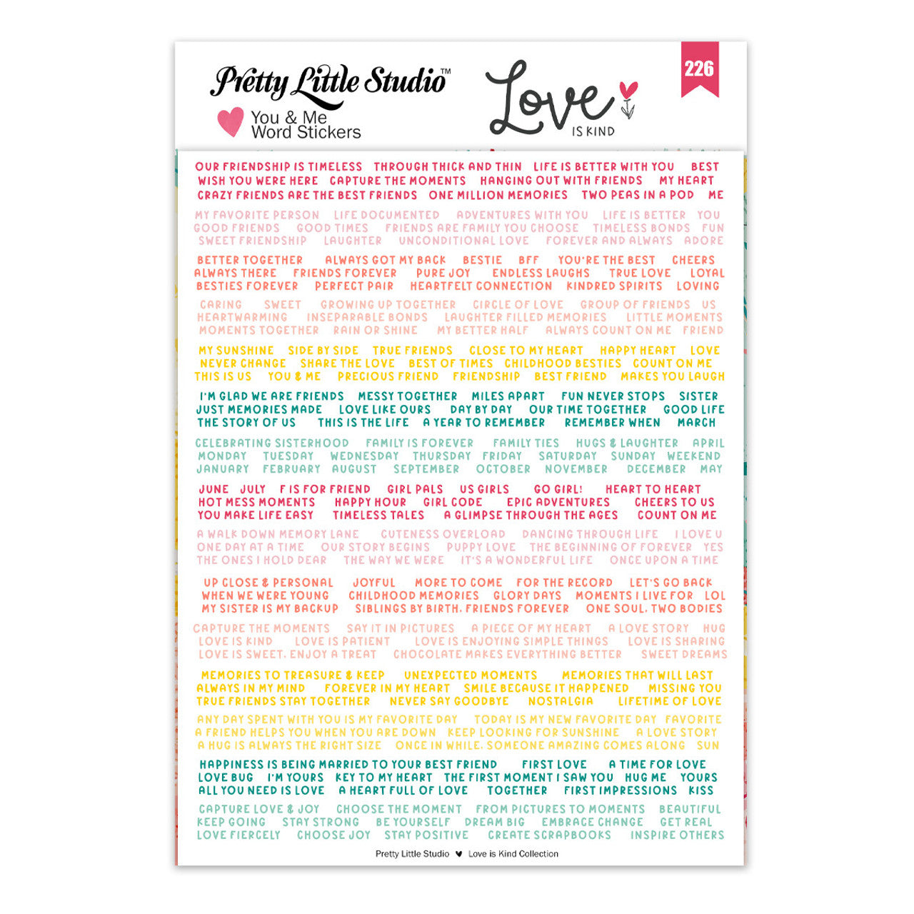 Love is Kind . You & Me Word Stickers