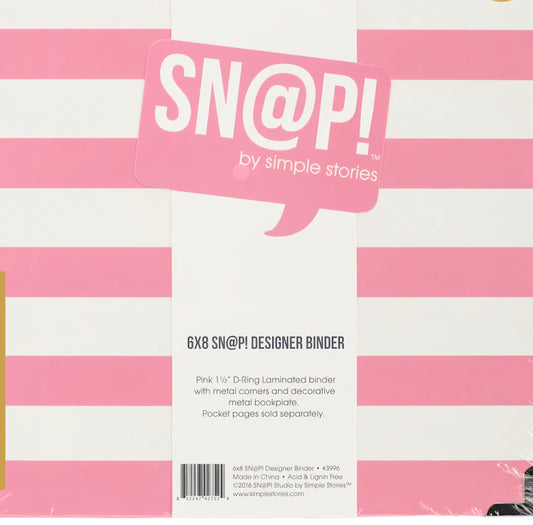 Pink Stripe Binder. 6x8 Designer