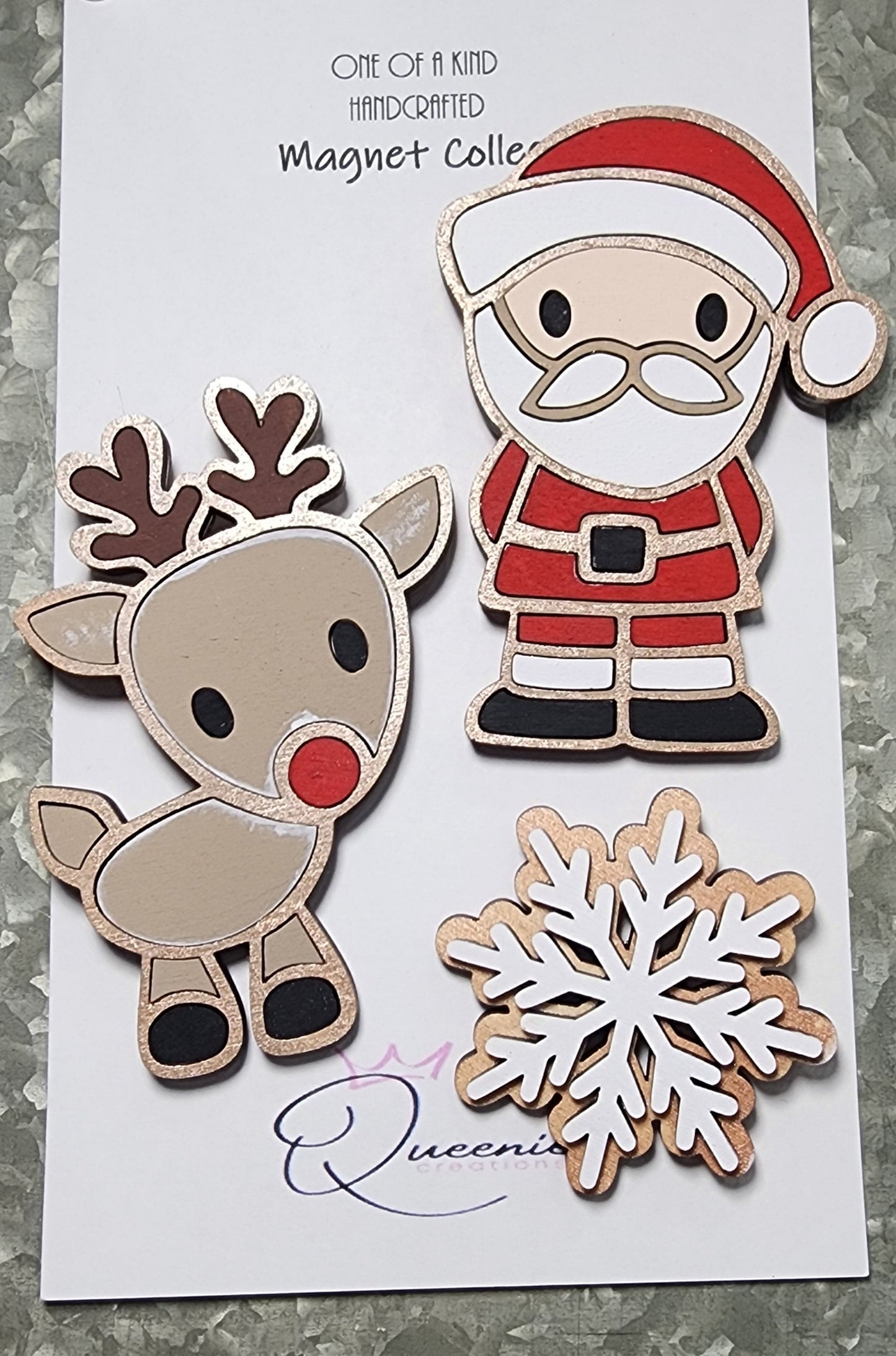 Rudolph & Santa . Magnet Set