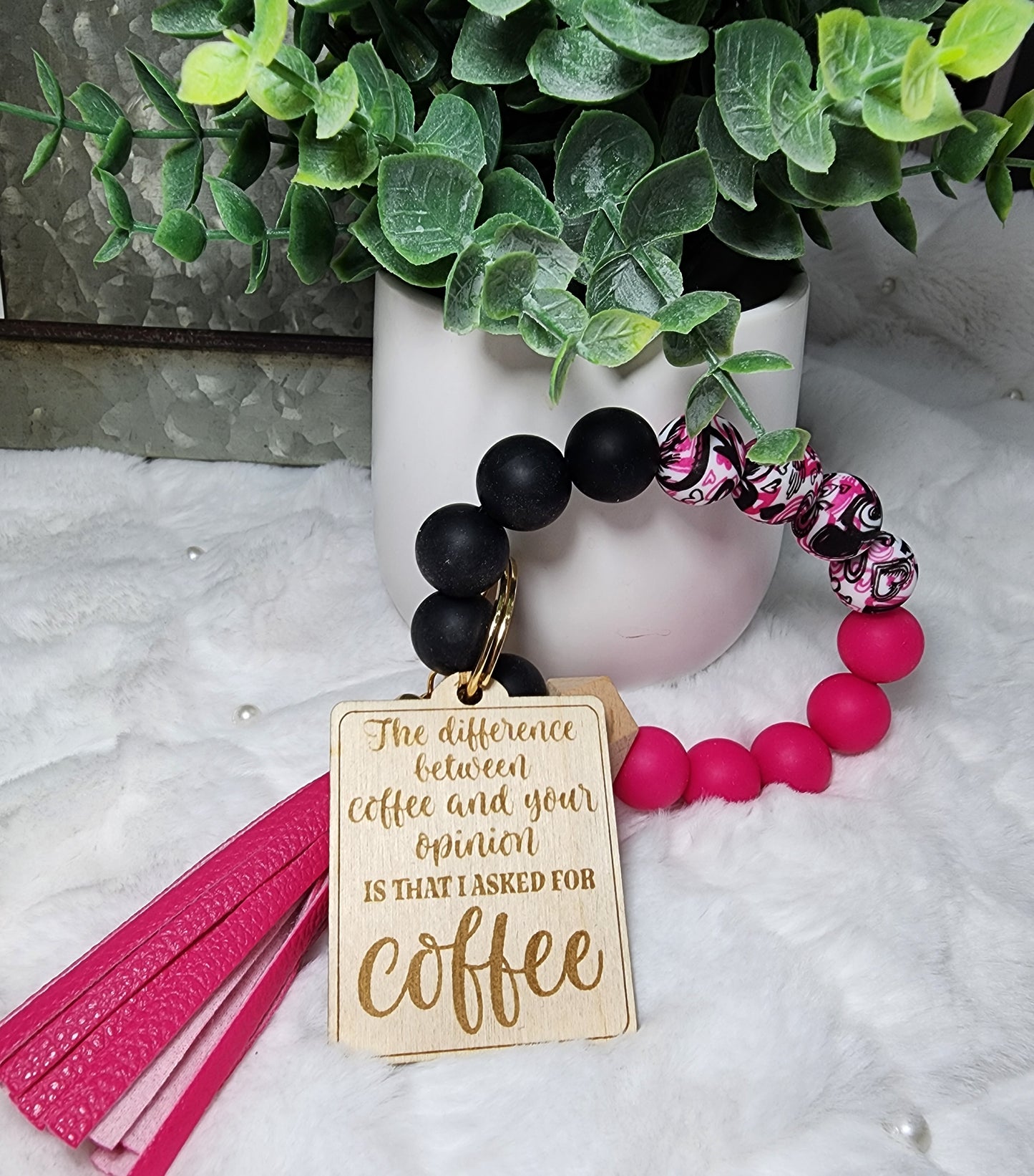 Coffee Themed Keychain . Wristlets