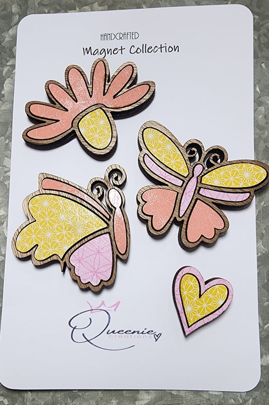 Flower & Butterfly . Magnet Set